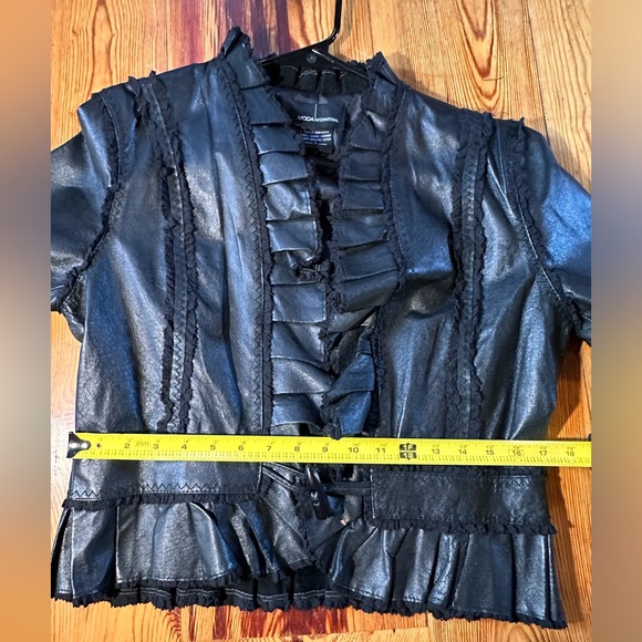 Moda International Leather Ruffle Detail Blazer Jacket - Picture 12 of 15